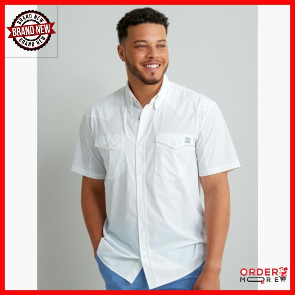 Men's UPF 50+ Fishing Shirt, Stretch Nylon Button Down, Regular Fit - Picture 5 of 5